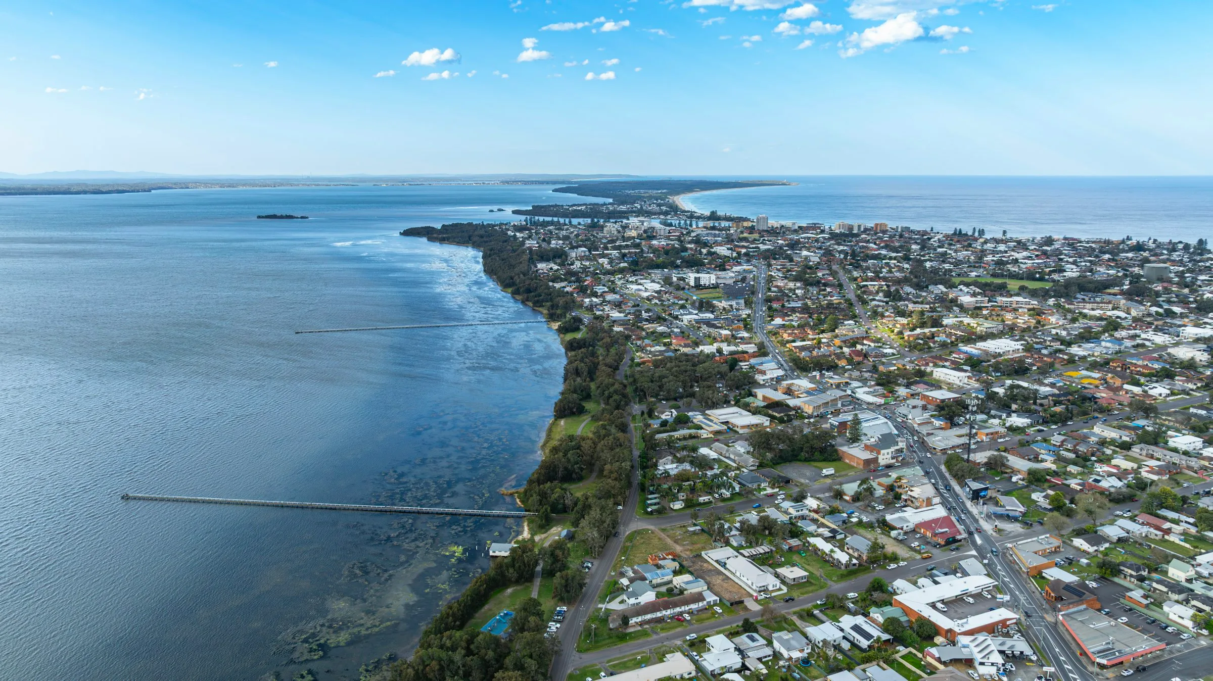 A coastal town and bay